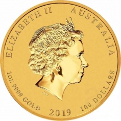 Золотая монета Австралии 100 Dollars  Лунный календарь 2-"Год Свиньи" 2019 год 1oz