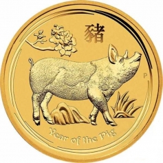 Золотая монета Австралии 100 Dollars  Лунный календарь 2-"Год Свиньи" 2019 год 1oz
